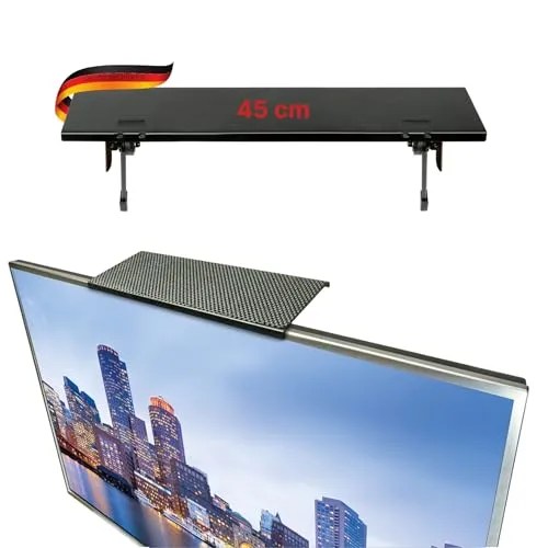 Schwaiger TV-Aufsatz 661804 - Praktische Ablage für Flachbildschirme - Schrankaufsätze - Mit rutschfester Matte und belastbar bis 6,5 kg bietet dieser TV-Aufsatz eine schnelle Lösung für mehr Ordnung und zusätzlichen Stauraum.
