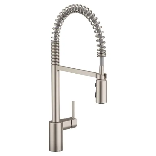 Moen 5923SRS Einhand-Küchenarmatur mit Vorspülfeder, ausziehbarer Küchenarmatur mit Power-Boost, fleckenresistent, Edelstahl, Standard