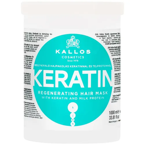 Kallos KJMN Professional Keratin Maske für die Haare 1000 ml - Haarkuren für Damen, intensiv pflegende Haarmaske mit hoher Keratin-Konzentration für regeneriertes, glänzendes und widerstandsfähiges Haar.