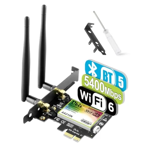 Ubit WiFi Karte 5374 Mbit/s - PCIe Netzwerkkarte mit Bluetooth - Netzwerkkarten mit Intel Wi-Fi 6E, bietet bis zu 5400 Mbit/s für Online-Gaming und 8k Streaming ohne Pufferung, unterstützt Windows 10/11.
