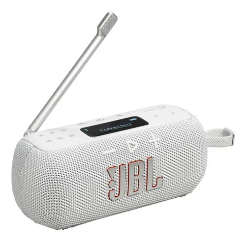 JBL Tuner 3 Weiß JBLTUNER3WHT - Connected Speaker mit DAB, DAB+ und FM für kabellosen Radioempfang, 12 Stunden Akkulaufzeit und IP68-Zertifizierung für den Einsatz im Freien oder Bad.