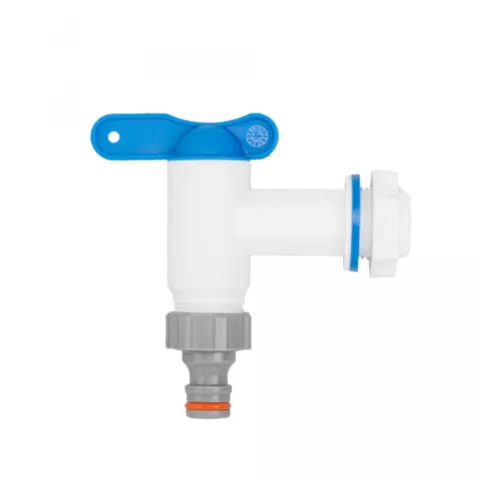 Auslaufhahn für Regentonne mit Hahnanschluss Wasserhahn Auslaufventil  3/4" weiß