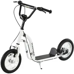 HOMCOM Kinderroller - Höhenverstellbarer Scooter für Kinder ab 5 Jahren, sicher mit Doppelbremssystem und aufblasbaren Gummireifen