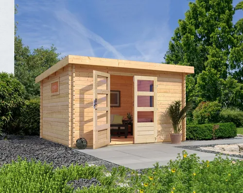 Gartenhaus KARIBU "Trittau 4", beige (naturbelassen), ohne Fußboden, ohne Rück- und Seitenwand, ohne Dacheindeckung, Gartenhäuser, aus hochwertiger nordischer Fichte