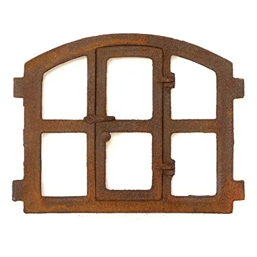 Antikas Eisenfenster im antiken Landhausstil 42x48 cm - Charmantes Eisenfenster mit rustikalem Flair, ideal für Gartenmauern oder Ställe. Leicht zu bearbeiten und individuell lackierbar für eine persönliche Note.