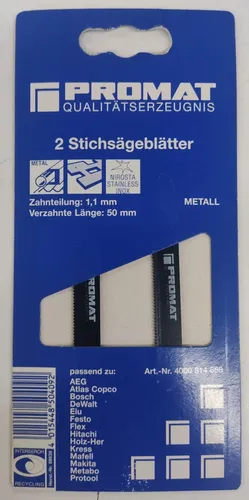 2er Pack PROMAT Tl Stichsägeblatt  Edelstahl / Metall / feiner Schnitt