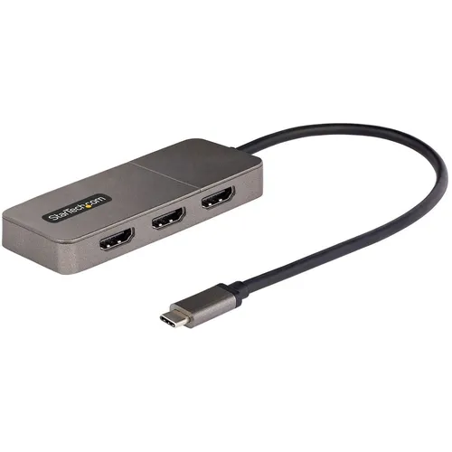 StarTech.com 3-Port USB-C Multi-Monitor Adapter - Audio & Video Adapter mit Unterstützung für bis zu drei 4K 60Hz Bildschirme, ideal für produktives Arbeiten mit Windows und extra langem Kabel für mehr Flexibilität.