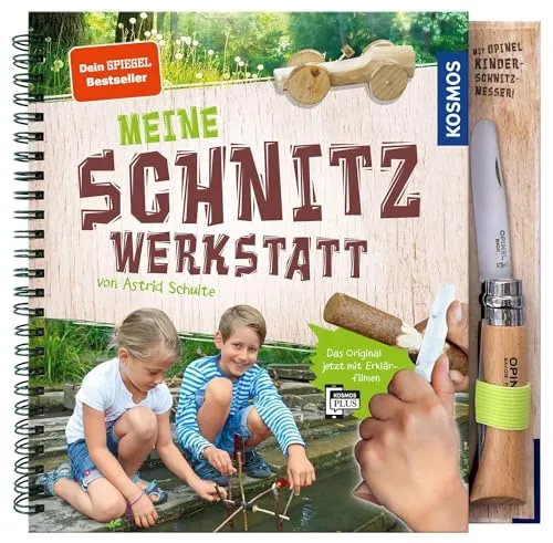 Meine Schnitzwerkstatt: Opinel Kinderschnitzmesser - Experimentierkästen für kreatives Schnitzen, mit 35 Schritt-für-Schritt-Anleitungen und kostenloser KOSMOS-PLUS-App für Videoanleitungen.