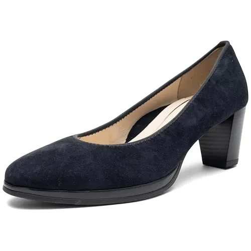 ORLY Damen-Pumps in Blau, Gr. 37 - Elegante Damen-Pumps aus hochwertigem Leder mit komfortablem Blockabsatz, ideal für stilvolle Auftritte.