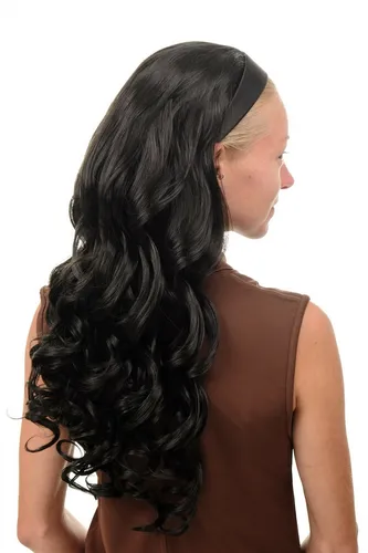 Halbperücke Haarteil mit Haarreif lang wellig wilder Look schwarz TYW60871H-2