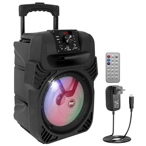 Pyle PA Lautsprecher Bluetooth 400W - PA Komplettsets mit 400W Leistung, tragbare Musikbox für unvergessliche Outdoor-Events dank robustem Akku und beeindruckenden LED-Lichtern.