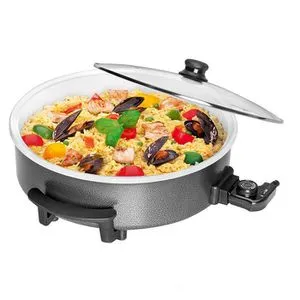 Clatronic Elektrische-Pfanne PP 3570 C - 42 cm, 1500 Watt, stufenlos regulierbare Temperatur und wärmeisolierte Griffe, ideal zum Kochen und Braten