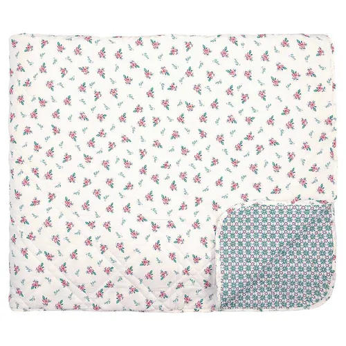 Greengate Quilt JALIA Weiß mit Blumen 140x220 Tagesdecke Baumwolle Decke