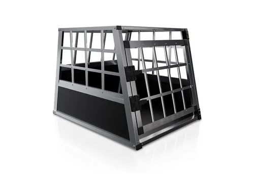 Juskys Alu Hundetransportbox M - Robuste & pflegeleichte Hundebox für Reisen - Hundeboxen für sicheres Reisen: Mit der leichten Alu Hundetransportbox reist Ihr Hund bequem und sicher. Ideal für Auto und Flugzeug, auch für Katzen geeignet.