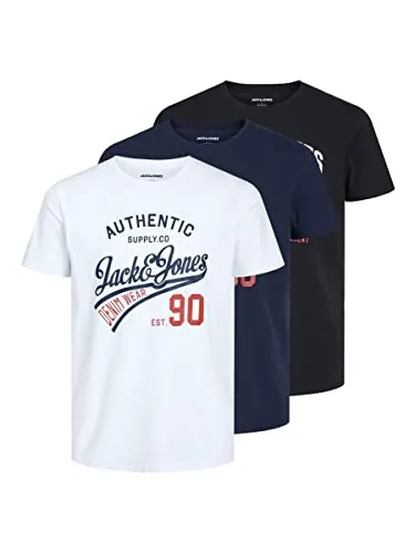 Jack & Jones Herren Jjethan Tee Crew Neck 3pk - Schwarz, L EU - T-Shirts für Herren, 3er-Pack mit weichem Griff und modernem Design für hohen Tragekomfort im Alltag.