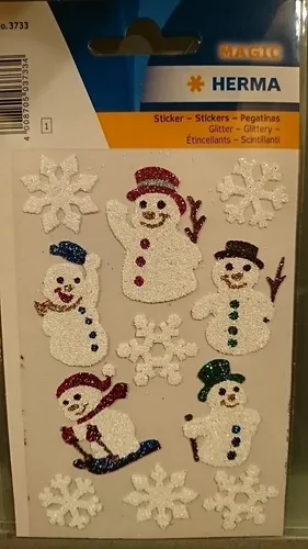 HERMA 3733 Sticker Winter Glitter Schneemann Magic glittery