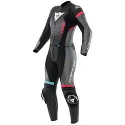 Dainese Fulminea 2PC Damen Zweiteiler Lederkombi - Schwarz Anthrazit Weiß - Motorradkombis aus hochwertigem Rindsleder mit umfassendem Protektorenschutz für Sicherheit und Komfort beim Fahren im Sommer.