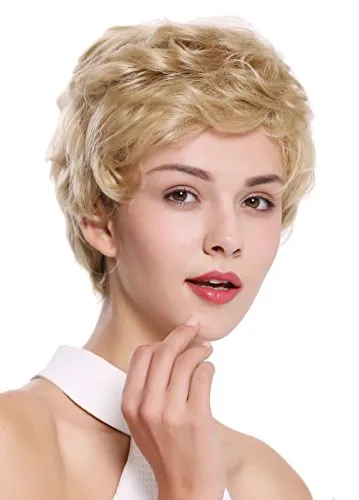 WIG ME UP - NG-HH-13-22 Perücke Damen Herren Echthaar kurz wellig modisch blond