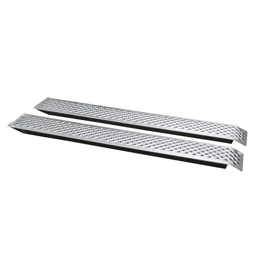 UNITEC Auffahrrampe Alu, 2 Stück, rutschsicher, bis 400 Kg Traglast - Laderampen aus Aluminium für sicheres Verladen von Fahrzeugen und Geräten. Besonders rutschsicher durch Riffelblechverarbeitung und 4fach-Kantung für zusätzliche Sicherheit.