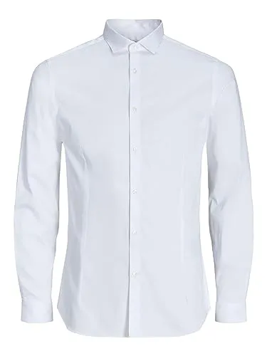 JACK & JONES Herren Freizeit Hemd JJPRPARMA Slim Fit - Herrenhemden in Weiß, Blau und Schwarz, gefertigt aus glänzendem Satinstoff für einen eleganten Look, erhältlich in Größen XS-XXL.