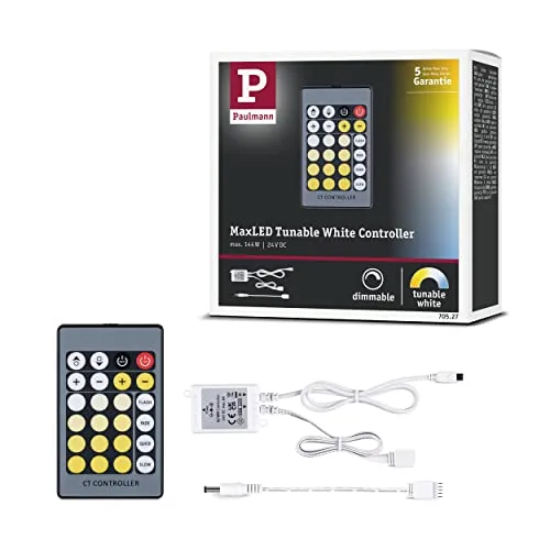 Paulmann 70527 Controller MaxLED Tunable White inkl. IR-Remote DC 24V eckig max. 144W dimmbar 50x35mm Weiß Kunststoff