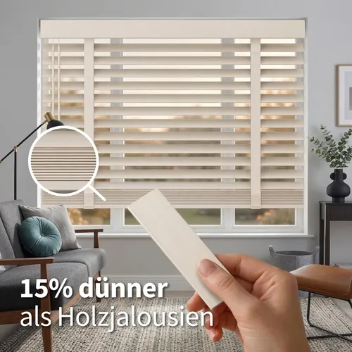 my home Jalousie Alexia, freihängend aus Bambus mit 50mm Lamellen - Jalousien in schwarz, halbtransparent und mit Zugschnur-Bedienung, ideal für stilvolle Fensterdekoration und effektiven Sonnenschutz.