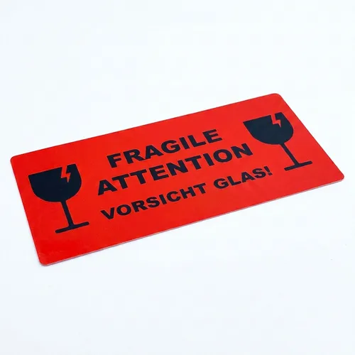 varivendo 50 Fragile Aufkleber - Vorsicht Glas Warnaufkleber für sicheren Versand - Universal-Aufkleber für sicheren Transport: Leuchtend rote Aufkleber erhöhen die Sichtbarkeit und minimieren Bruchschäden bei zerbrechlichen Gütern. Ideal für Pakete und Versandkartons.