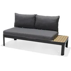 ScanCom Portals 2-Sitzer Sofa Aluminium/Teak - Batman-Schwarz - Gartenbänke mit elegantem Design, wetterfest und langlebig – ideal für entspannte Stunden im Freien.