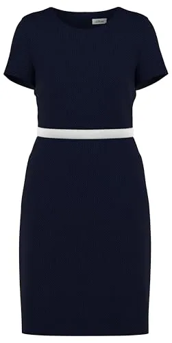 s.Oliver BLACK LABEL Minikleid - Elegantes, fein gepunktetes Etuikleid mit Kontrast-Detail und taillierter Passform, ideal für besondere Anlässe oder das Büro.