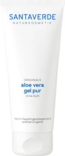 Santaverde Aloe Vera Gel Pur ohne Duft 100 ml - Feuchtigkeitsspendendes Körpergel ohne Duft, ideal zur Beruhigung gereizter Haut. Perfekt für den täglichen Einsatz und auf Reisen.