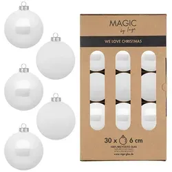 MAGIC by Inge Weihnachtsbaumkugel, Weihnachtskugeln Glas 6cm 30 Stück - Pure White weiß