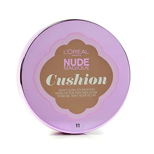 L'Oréal Paris natürliches Make Up "Nude Magique Cushion", 01 Porcelain - ultra-sanftes Liquid Make Up für einen strahlend frischen Look - mit LSF 29, 1er Pack (1 x 15 g)