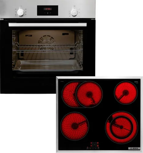 BOSCH HBD231VR61 Serie 2/4 Backofenset - Energieeffizientes Backofenset mit 66 l Volumen und Glaskeramikkochfeld, ideal für moderne Küchen
