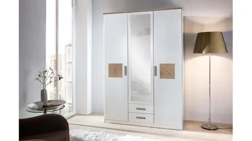 Wimex Kleiderschrank Kärnten - Kleiderschrank in Weiß/Hirnholzfarben, mit 4 Einlegeböden, 2 Kleiderstangen und 2 Schubladen – ideal für optimalen Stauraum und modernes Design. Made in Germany für höchste Qualität.