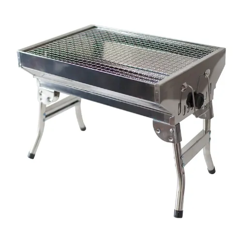 Olymp Handels GmbH Holzkohlegrill Schaschlik Grill Angler - Kompakter Edelstahlgrill mit klappbaren Beinen für flexiblen Grillspaß in der Natur. Ideal für Ausflüge und Picknicks!