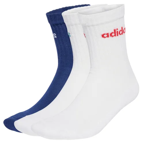 adidas Sportsocken Linear Crew Cushioned (Baumwolle) weiss/blau - 3 Paar, Größe: 46-48