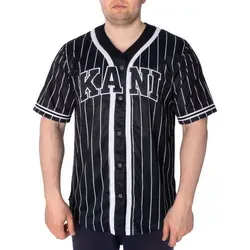Karl Kani Herren KM221-115-1 Serif Pinstripe Baseball Shirt XL Black - T-Shirts für Herren, stilvolles Pinstripe-Design und komfortabler Rundhalsausschnitt, perfekt für lässige Outfits und jeden Anlass.