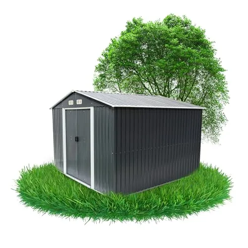Grindi - Gerätehaus Metall Sorbus IV - Gartenhütte - Gartenhaus - Geräteschuppen 303x301x214 cm Schiebetür - Garten Schrank - Fahrradgarage - Shelter - Gartengerätehaus - Tiny House