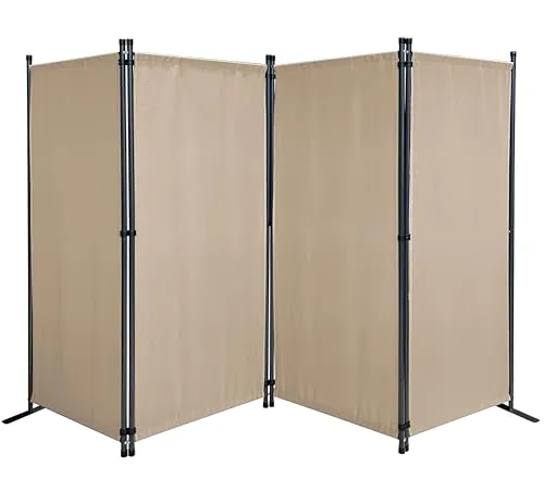 Quick Star Paravent 4tlg. 220x165cm in Sand, Beige - Paravent in stilvollem Beige, blickdicht und faltbar – ideal für flexible Raumgestaltung und Privatsphäre in jedem Raum.