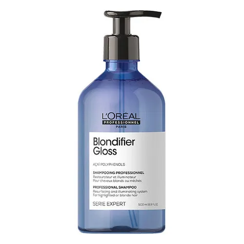 L'Oréal Professionnel Paris Serie Expert Blondifier Shampoo Gloss 500 ml - Das L'Oréal Professionnel Paris Serie Expert Blondifier Shampoo Gloss sorgt für strahlenden Glanz und intensive Pflege von blondem Haar. Die feuchtigkeitsspendende Formel mit Açaibeeren-Extrakt ist ideal für strapaziertes Haar und verbessert die Haaroberfläche.