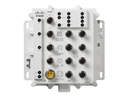 Cisco IE-2000-8T67P-G-E Switch - 8 Anschlüsse - managed - Netzwerk-Switch mit 8 Ports, PoE+ Unterstützung und hoher Betriebstemperatur von bis zu 60 °C, ideal für anspruchsvolle industrielle Umgebungen.