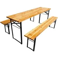 SVITA Bierzeltgarnitur Set, Klappbar, Holz & Metall - Bierzeltgarnitur für Festlichkeiten, klappbar und platzsparend. Ideal für Oktoberfest oder Gartenpartys, mit robustem Design und Platz für bis zu 8 Personen.