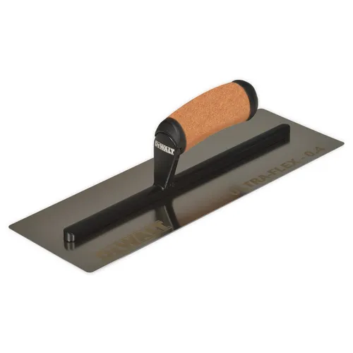 DeWalt 14" Glätt-Gipserkelle mit Ledergriff - Hochwertige Gipserkelle mit flachem Blatt aus goldenem Edelstahl (120 mm x 360 mm) für präzise Arbeiten. Ideal für den professionellen Einsatz im Bauwesen.