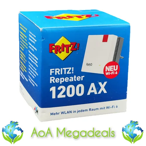 AVM Fritz!Repeater 1200 AX - Wi-Fi 6 Repeater, ultraschnelle Datenübertragung bis zu 2.400 MBit/s für optimales Heimnetzwerk