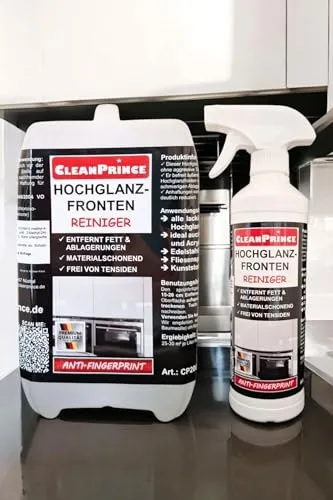 Hochglanzmöbel Reiniger 2,5 Liter - CleanPrince - Küchenreiniger für Hochglanzfronten, entfernt Fett und schmierige Ablagerungen schonend und ist ANTI-FINGERPRINT.