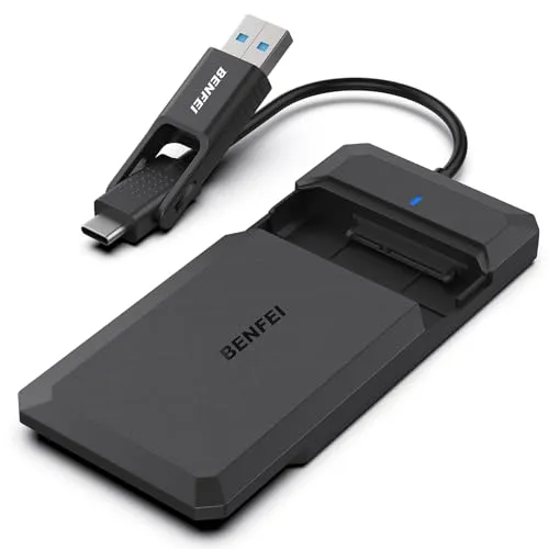 BENFEI Festplattengehäuse 2,5 Zoll - USB C 3.2 Gen 2 - Festplattengehäuse für 2,5-Zoll-SATA-Festplatten mit bis zu 6 Gbps Übertragungsgeschwindigkeit, ideal für SSDs und HDDs, werkzeuglose Installation und Hot-Swap-fähig.