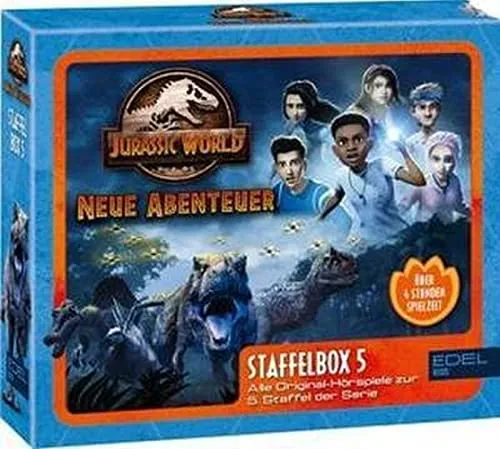 Jurassic World - Neue Abenteuer: Hörspiel-Staffelbox mit 3 CDs - Hörbücher, spannende Original-Hörspiele zur 5. Staffel mit allen Folgen 38-49 für Dino-Fans und Abenteuerliebhaber.