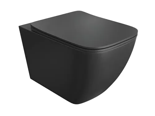 LAVITA Wand-WC Onil Black - Sanitäranlagen & Zubehör mit elegantem mattschwarzem Design, spülrandlos für optimale Hygiene und einfacher Reinigung. Inklusive Soft-Close WC-Sitz für höchsten Komfort.