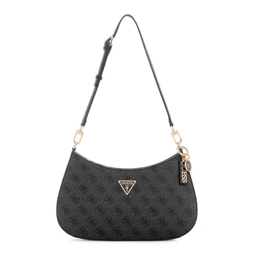 GUESS Noelle II Top Zipper Shoulder Bag Coal Logo - Damen-Schultertaschen mit elegantem Design und geschwungenem Format, das Ihrem Look das gewisse Etwas verleiht. Maße: 28 x 15 x 6 cm.