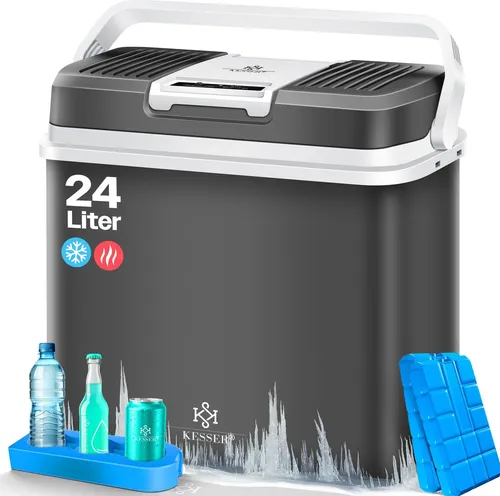 KESSER® 24 Liter Kühlbox - Kühl- und Wärmfunktion für Auto & Camping - Kühlboxen & Kühltaschen mit 24 Litern Volumen, bietet Kühl- und Wärmefunktion, ideal für Sommer und Winter, inklusive 2 Kühlakkus und Getränkehalter.